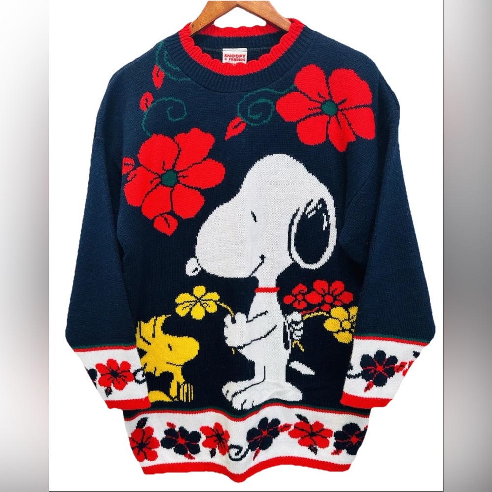 Vintage 90’s Snoopy & Friends Sweater Snoopy & Woodstock Made in USA Med